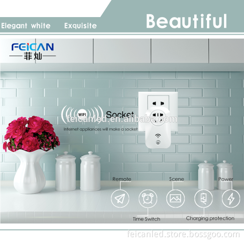 Wi-Fi Smart Socket Outlet US Plug Turn ON/OFF Electronics from Anywhere White